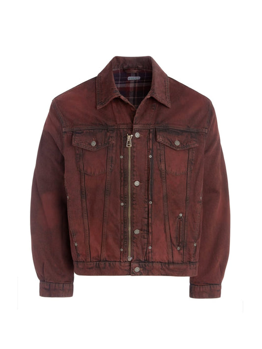 red lined zip-up trucker jacket - Guess