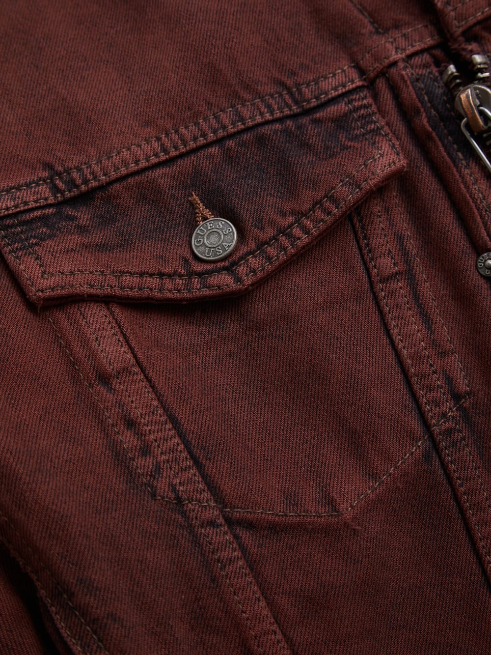 red lined zip-up trucker jacket - Guess
