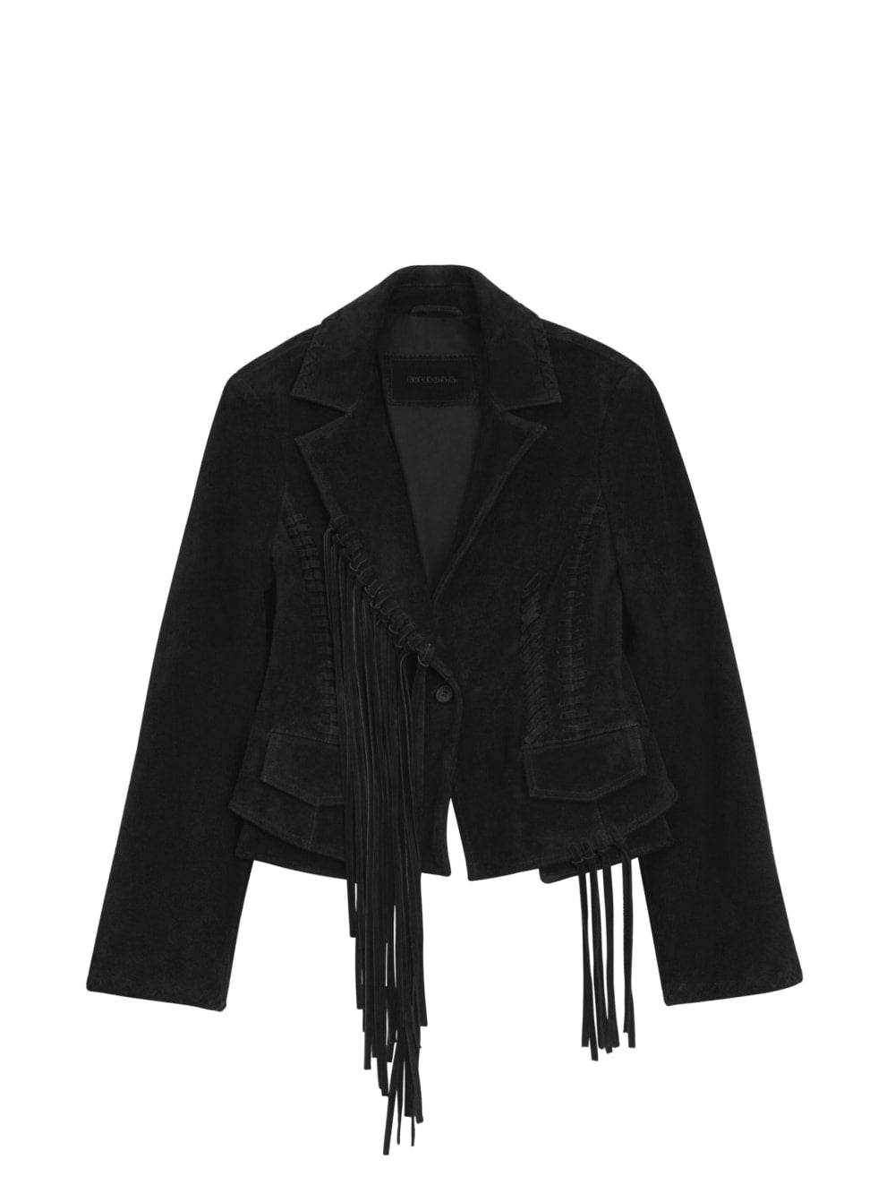Black Suede Fringe Jacket - Guess