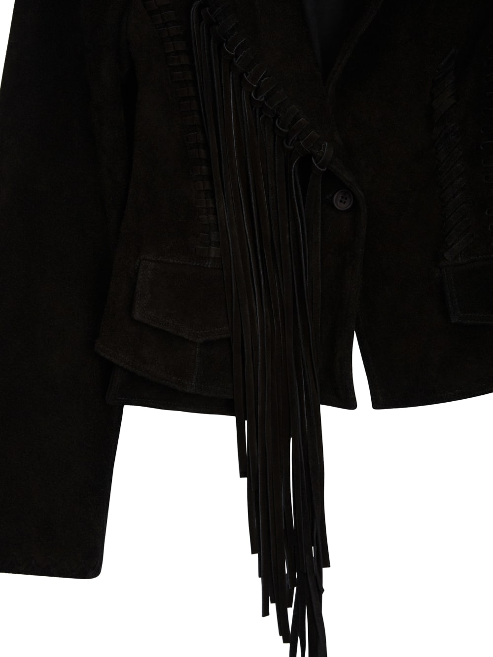 Black Suede Fringe Jacket - Guess