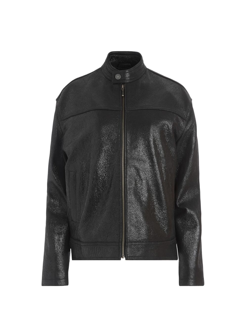 crackled leather moto jacket - Guess