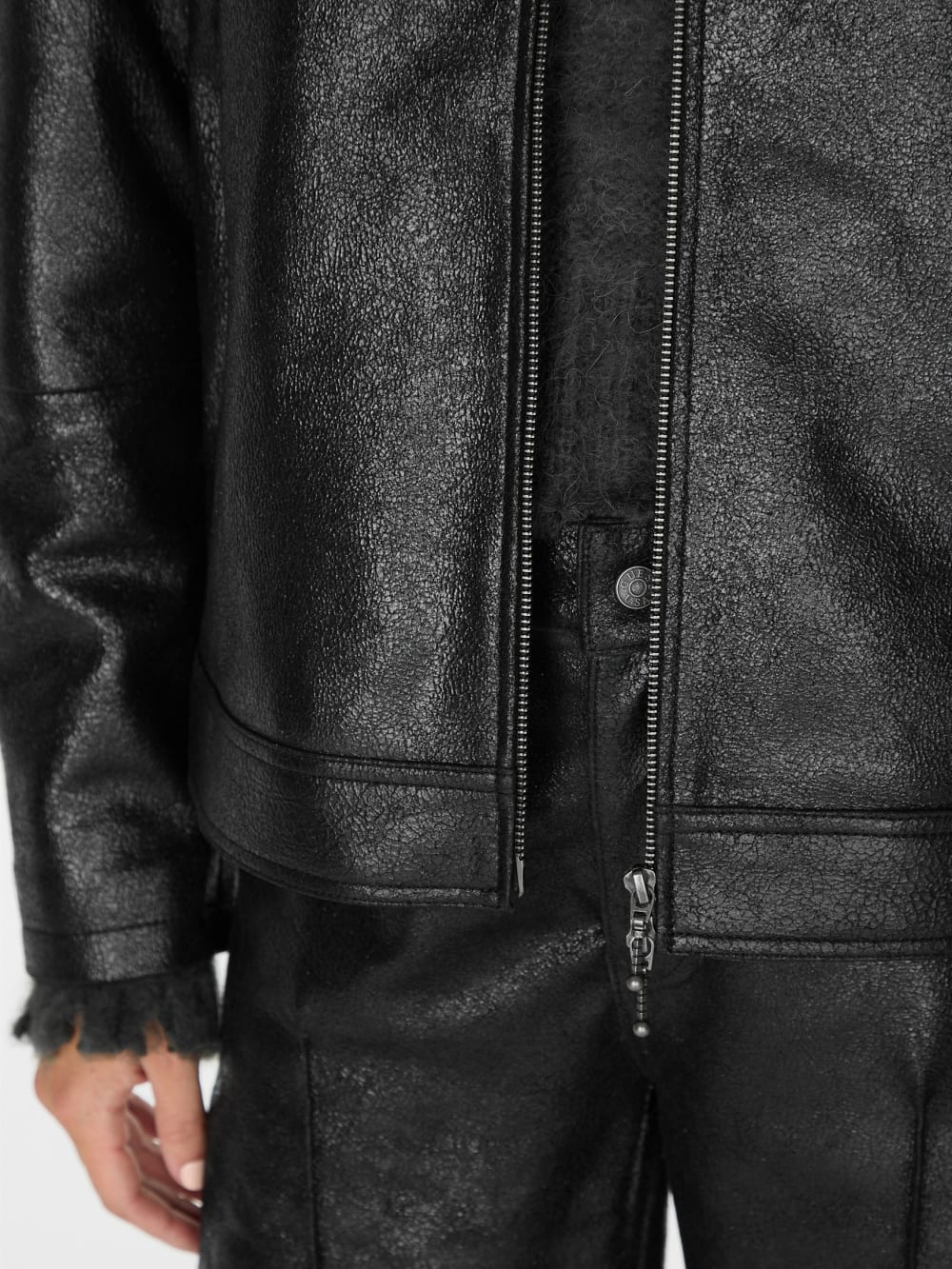 crackled leather moto jacket - Guess