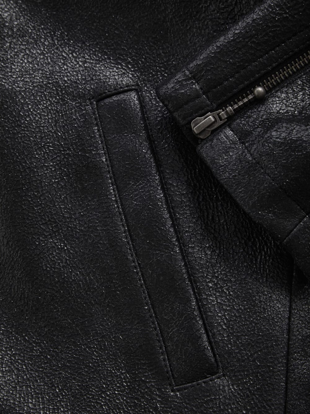 crackled leather moto jacket - Guess