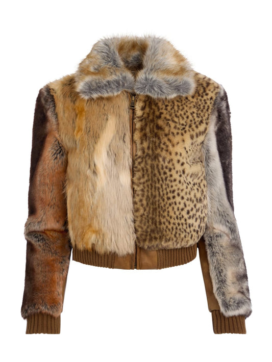 faux-fur patchwork jacket - Guess