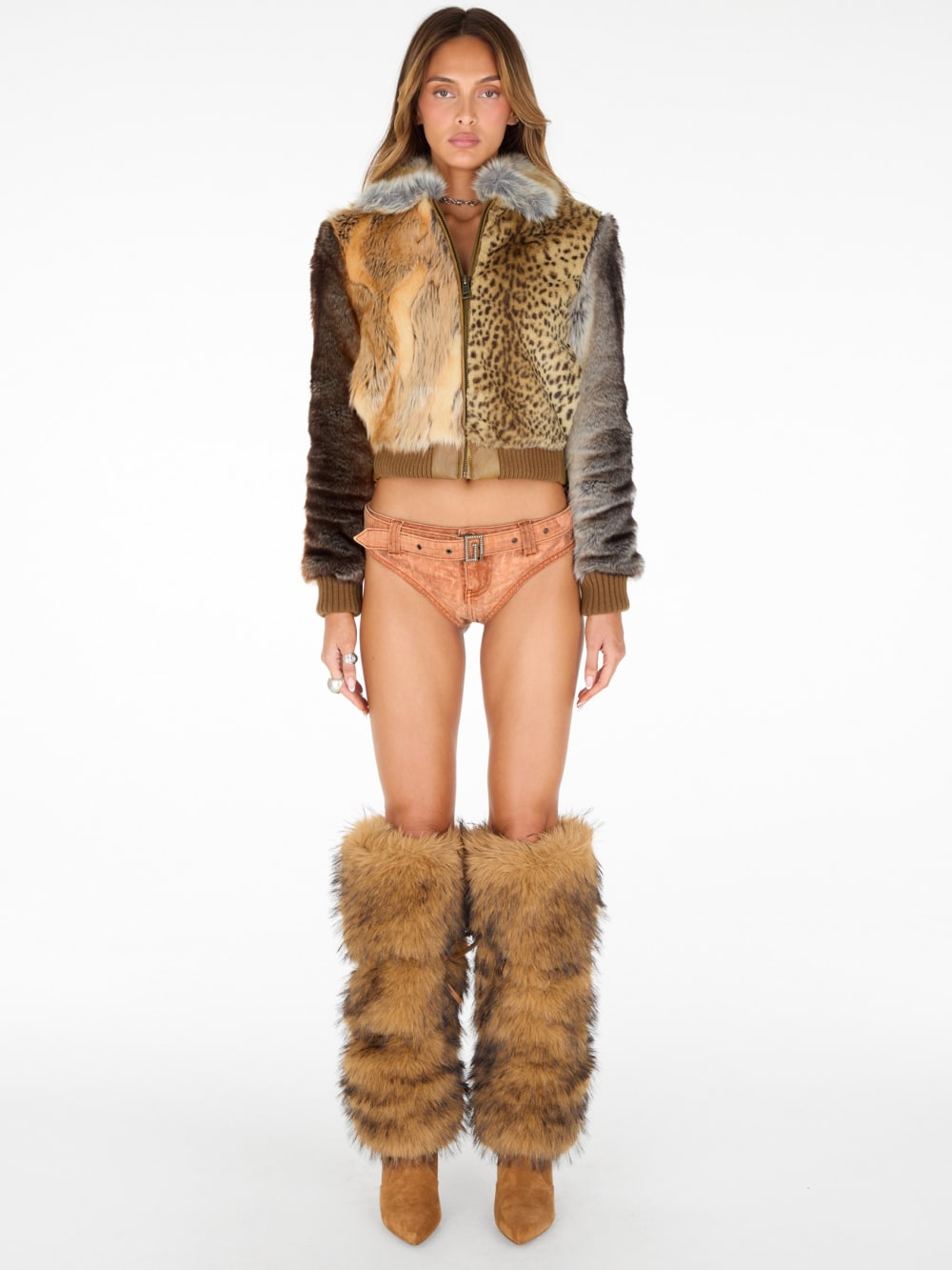 faux-fur patchwork jacket - Guess