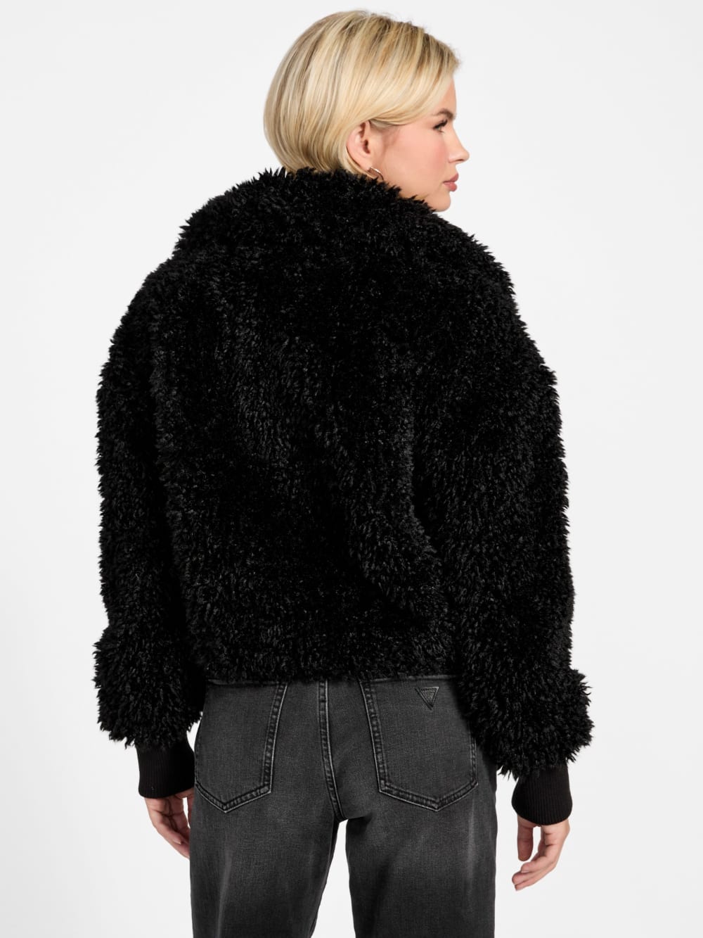 Flavie Teddy Faux-Fur Cropped Jacket - Guess
