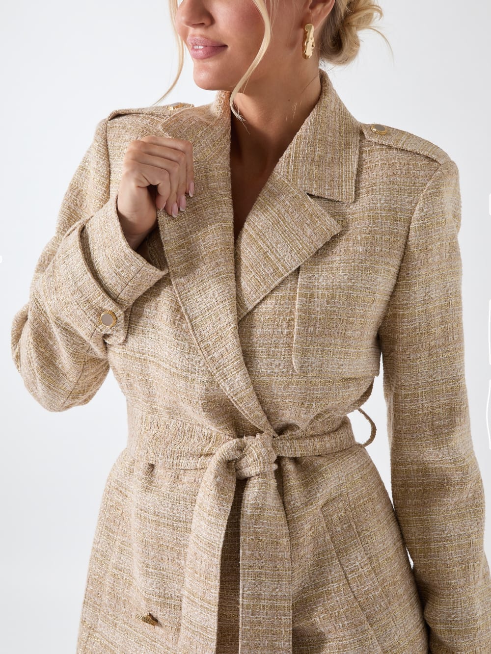 Eco Mariah Sparkling Tweed Coat - Guess