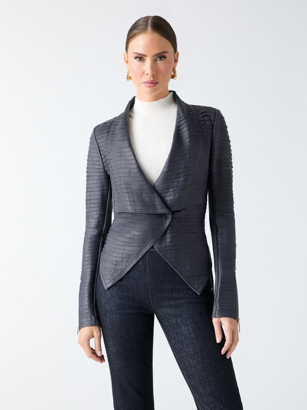Shayna Drape Leather Jacket - Guess