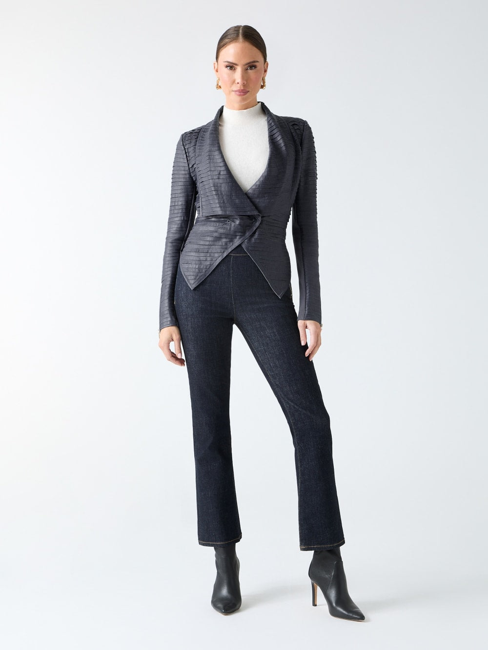 Shayna Drape Leather Jacket - Guess