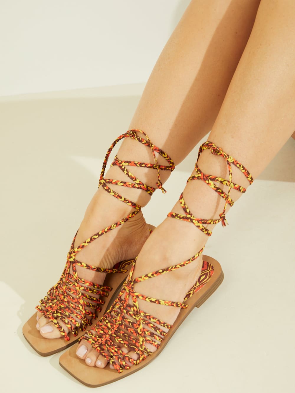 Rayana Strappy Lace-Up Sandals - Guess