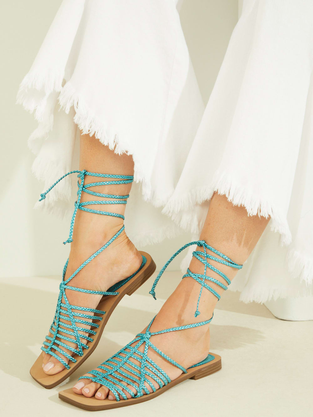 Rayana Strappy Lace-Up Sandals - Guess