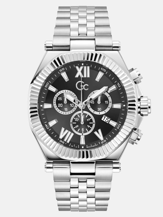 Gc Silver-Tone Chronograph Watch - Guess