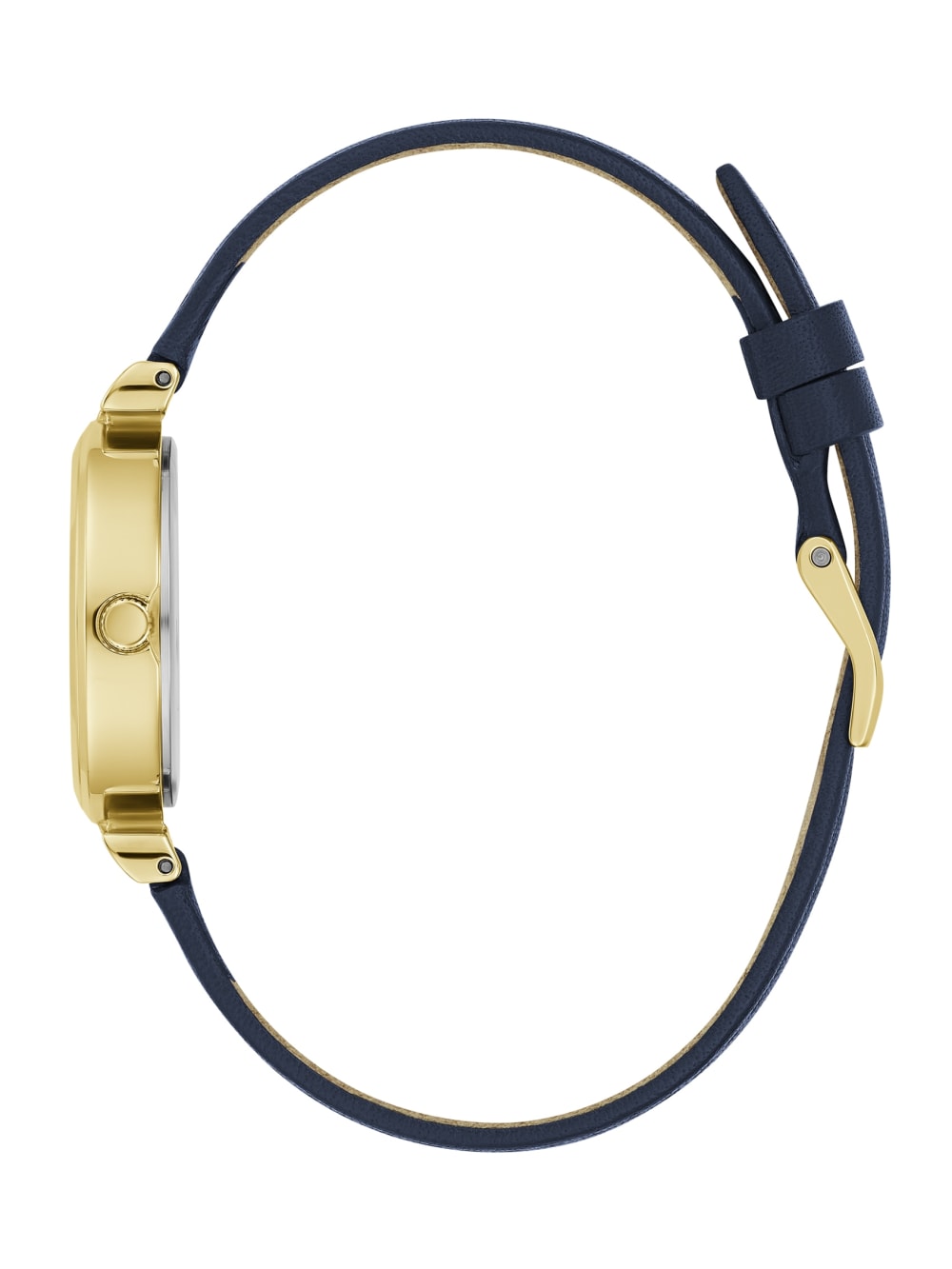 Gold-Tone and Navy Leather Analog Watch - Guess