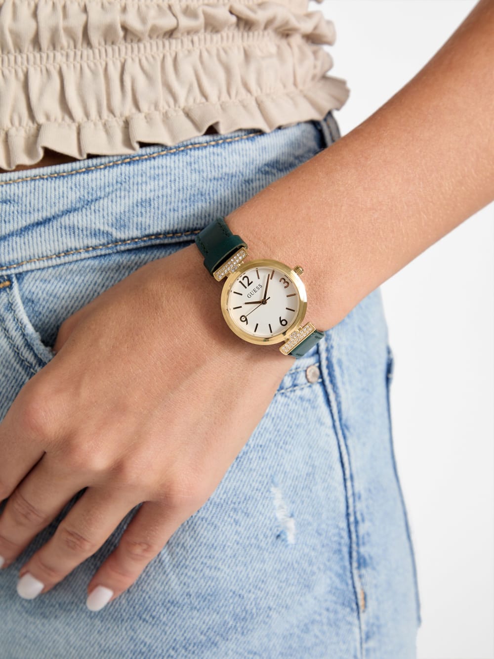 Gold-Tone and Leather Analog Watch - Guess