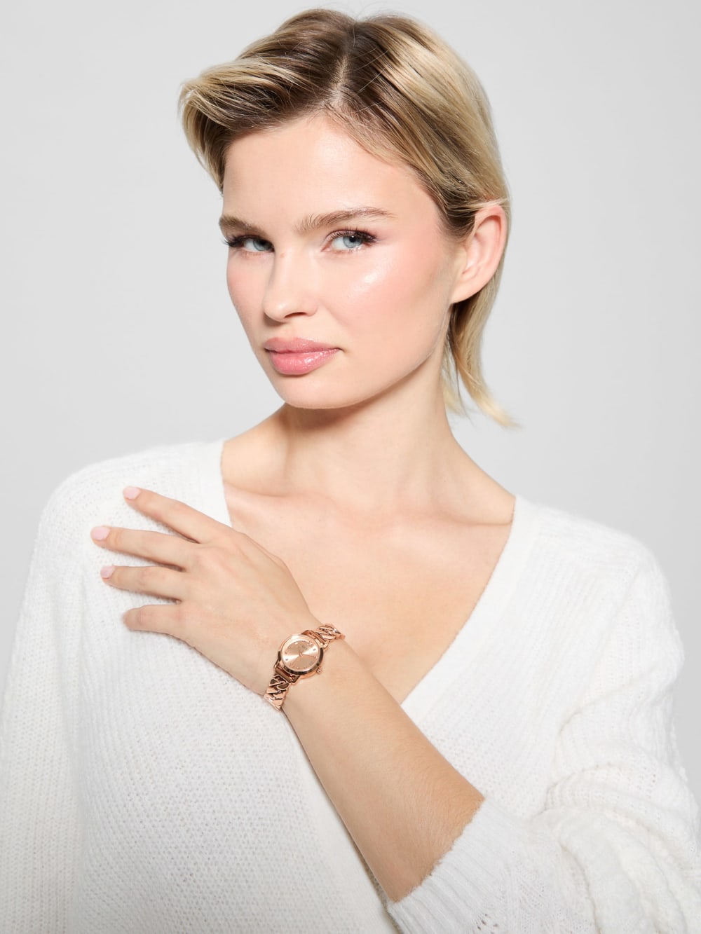 Rose Gold-Tone Mixed Chain Analog Watch - Guess