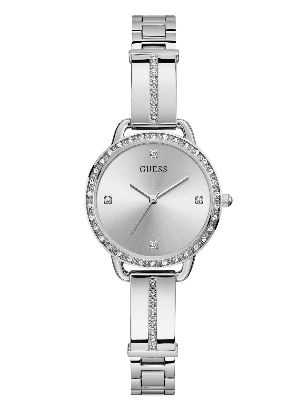 Silver-Tone Crystal Analog Watch - Guess