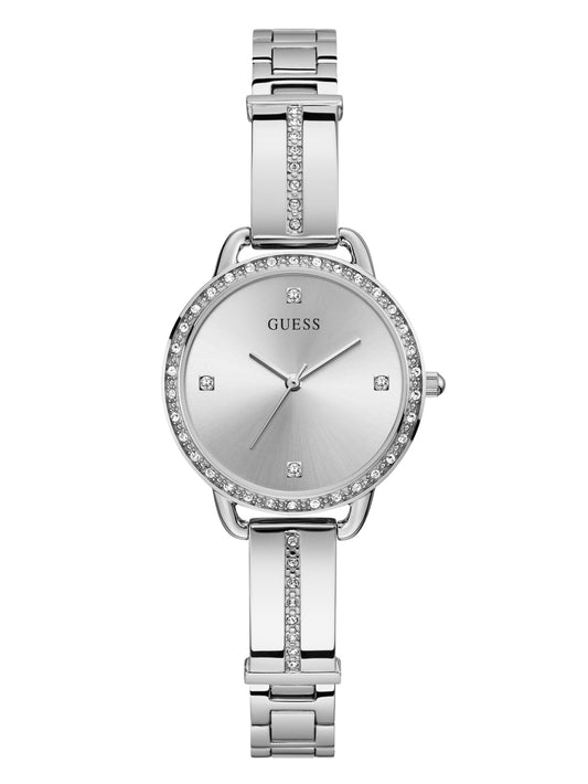 Silver-Tone Crystal Analog Watch - Guess