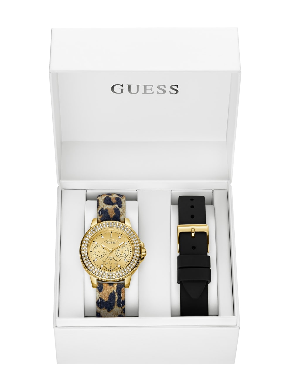 Gold-Tone Leather Multifunction Watch - Guess
