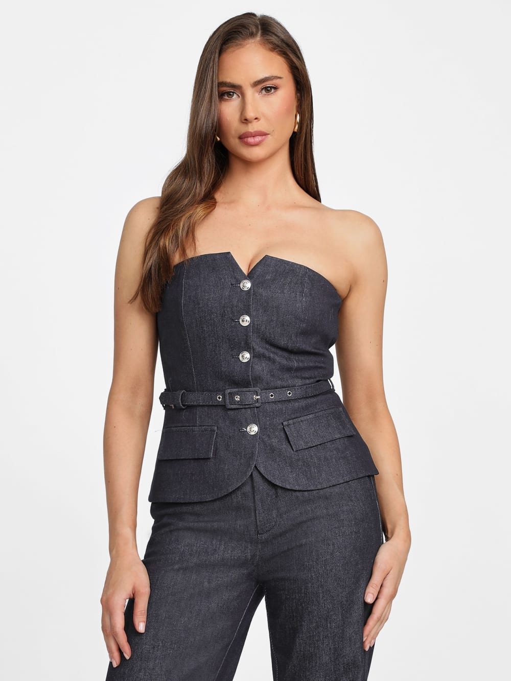 Glam De Nuit Denim Corset - Guess