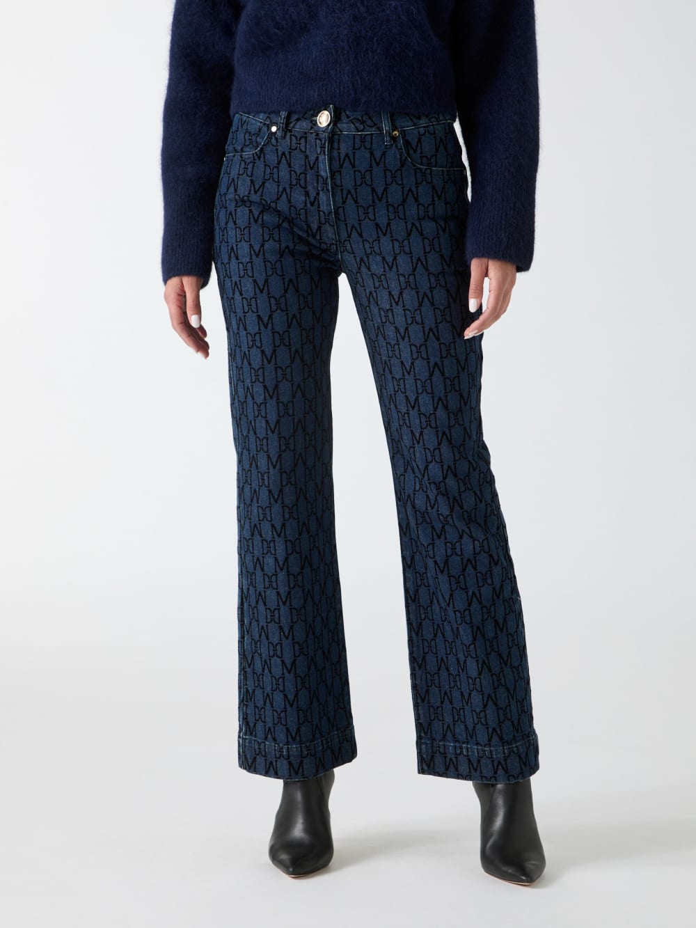 Bea Monogram Print Denim Pant - Guess