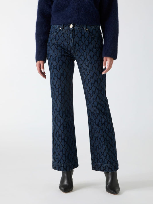 Bea Monogram Print Denim Pant - Guess
