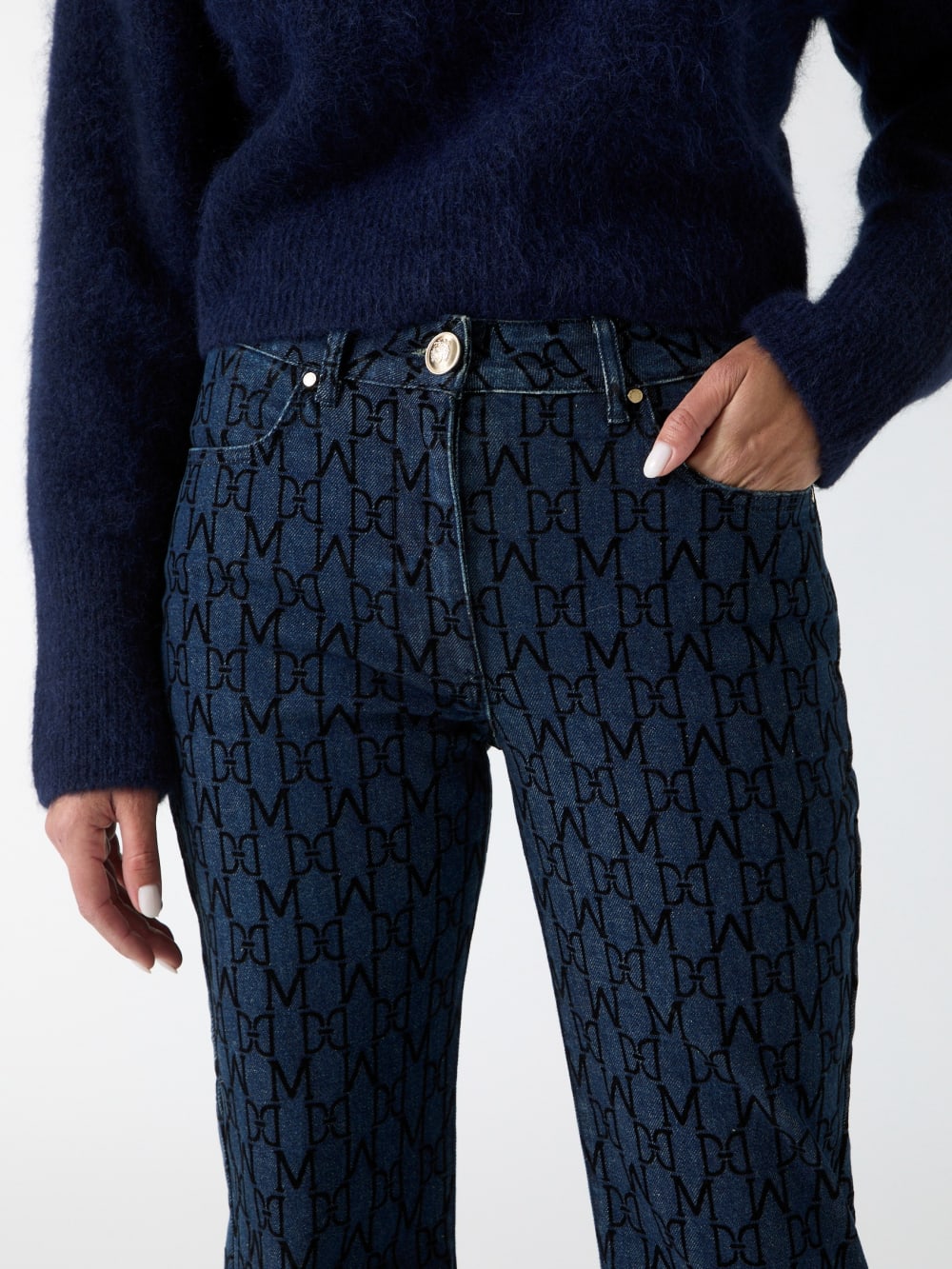 Bea Monogram Print Denim Pant - Guess