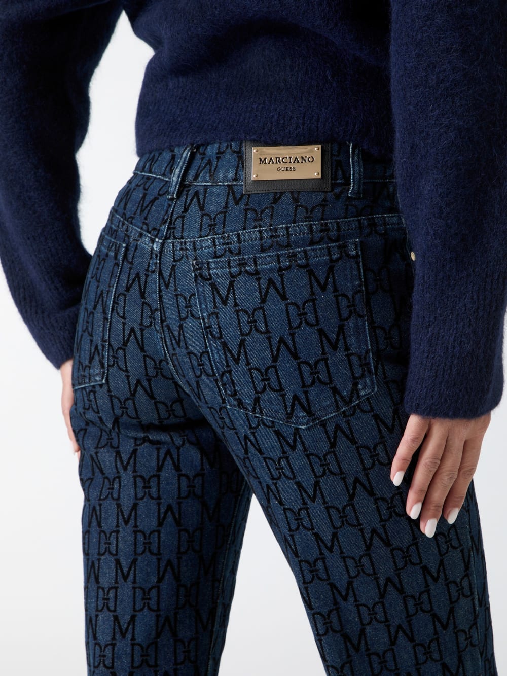 Bea Monogram Print Denim Pant - Guess