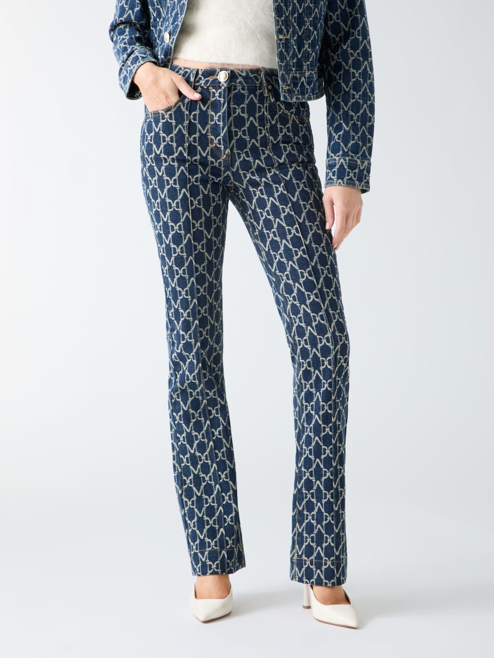 Bea Monogram Denim Pant - Guess