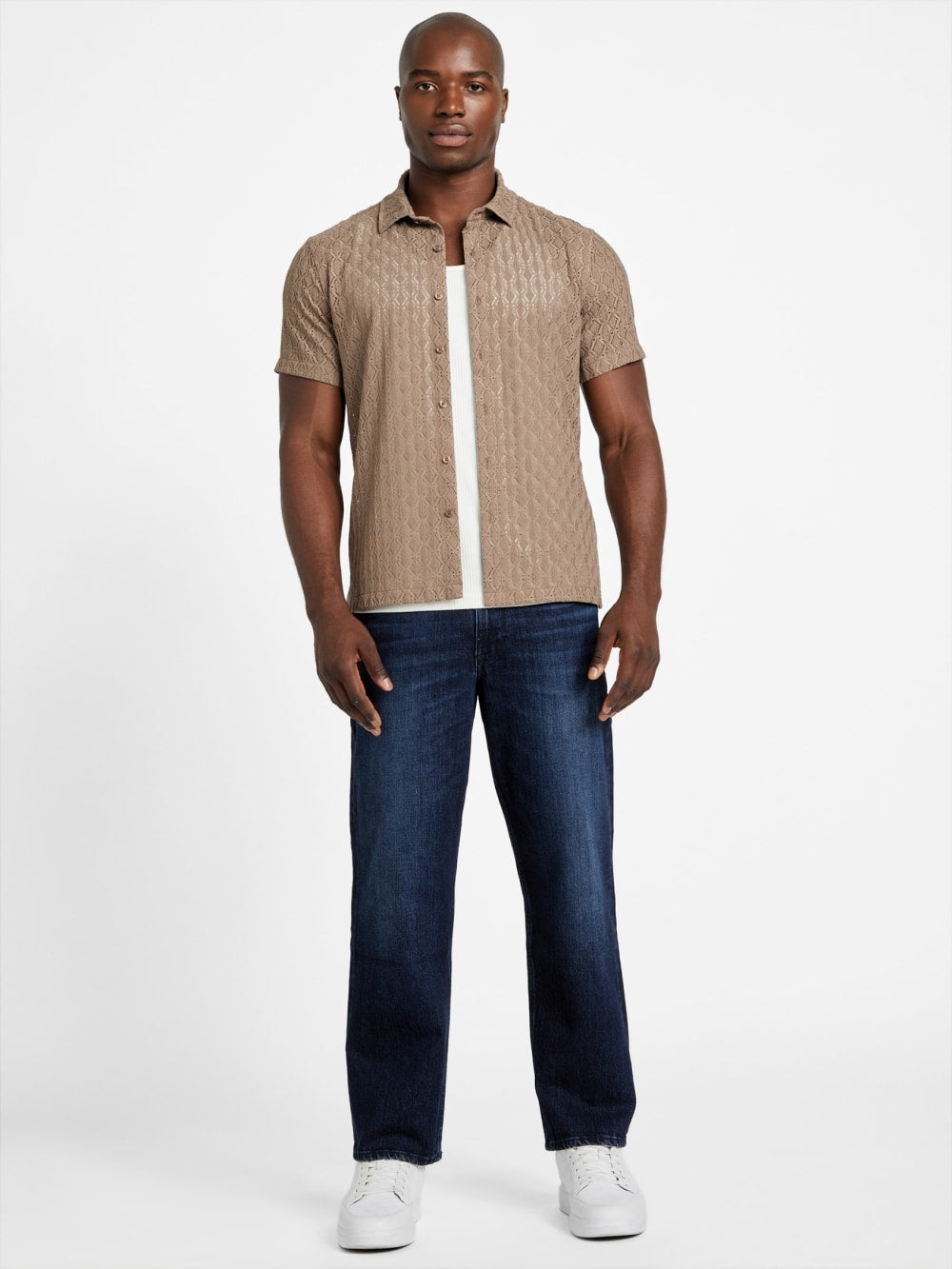 Reeves Perforated Woven Shirt - Guess