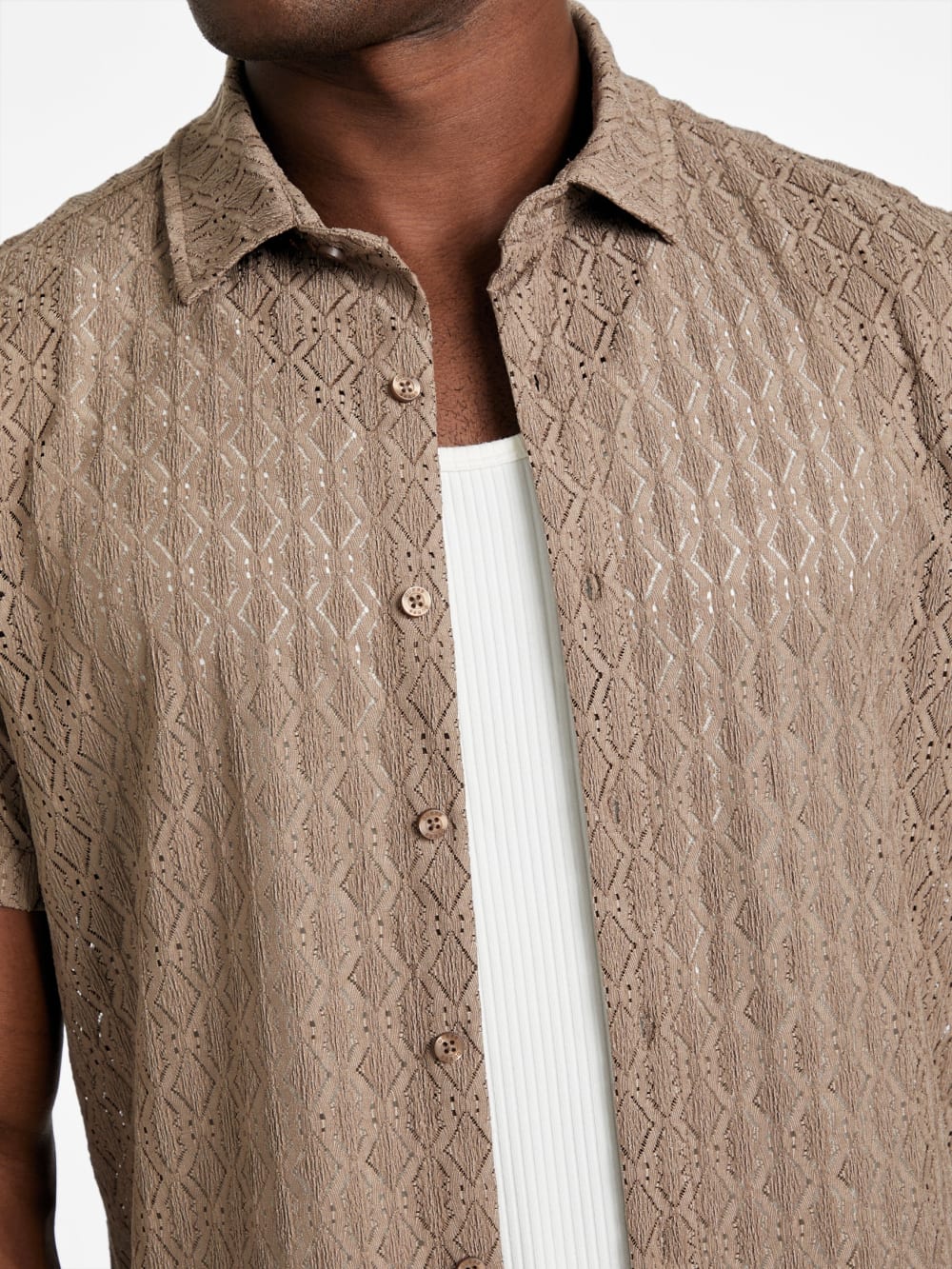 Reeves Perforated Woven Shirt - Guess
