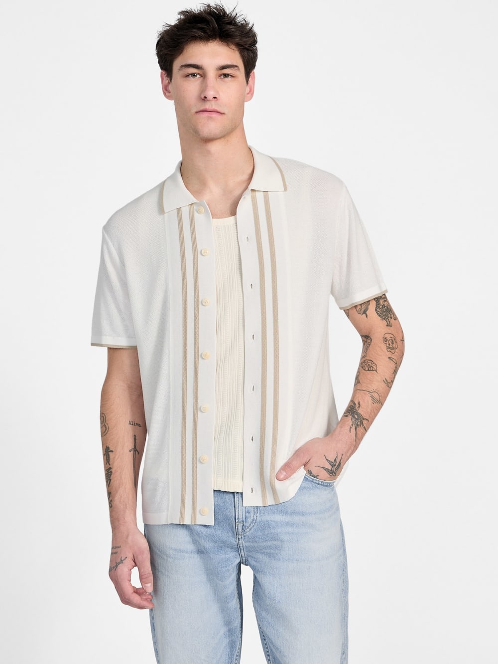 Eco Tyler Striped Sweater Shirt - Guess
