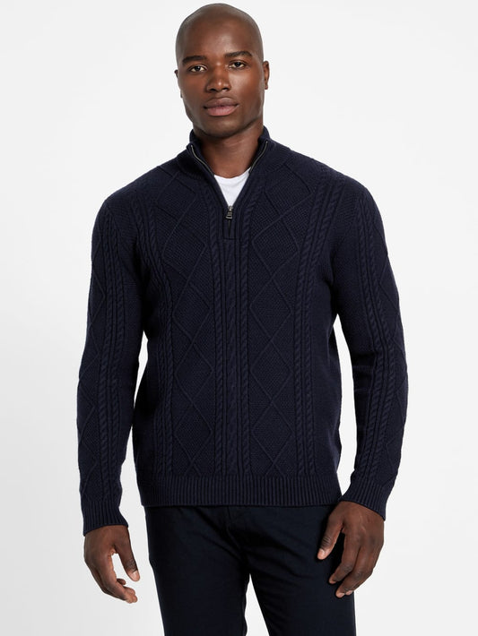 Eco Noel Zip Cable-Knit Sweater - Guess