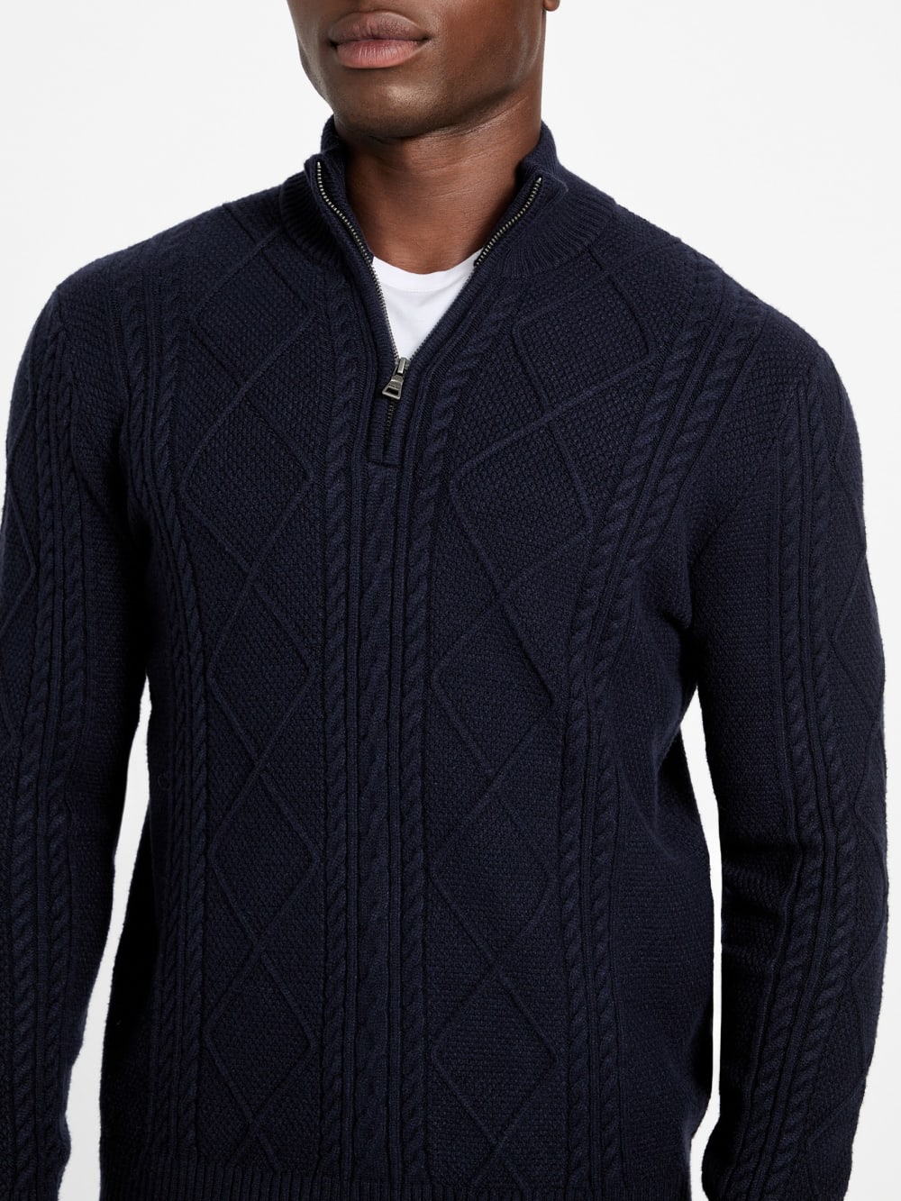Eco Noel Zip Cable-Knit Sweater - Guess