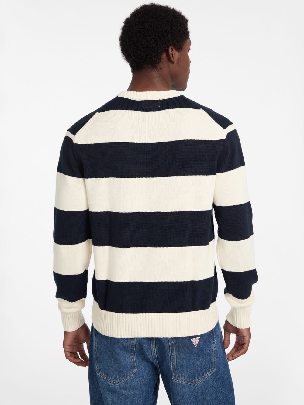 Striped Embroidered Logo Sweater - Guess