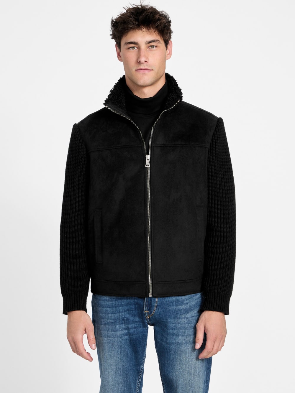 River Faux- Suede Knit Jacket - Guess