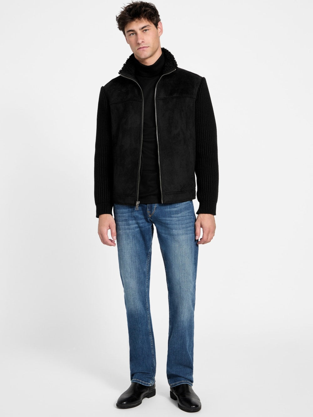 River Faux- Suede Knit Jacket - Guess