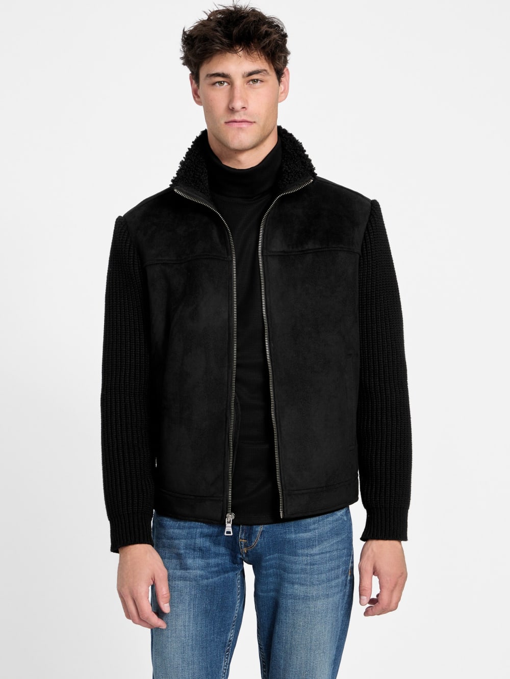 River Faux- Suede Knit Jacket - Guess