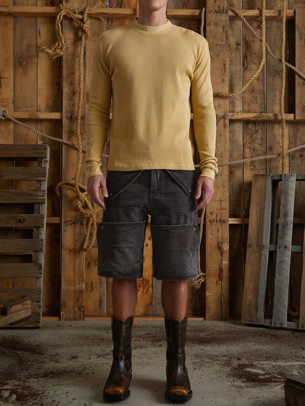 long-sleeve waffle mockneck - Guess