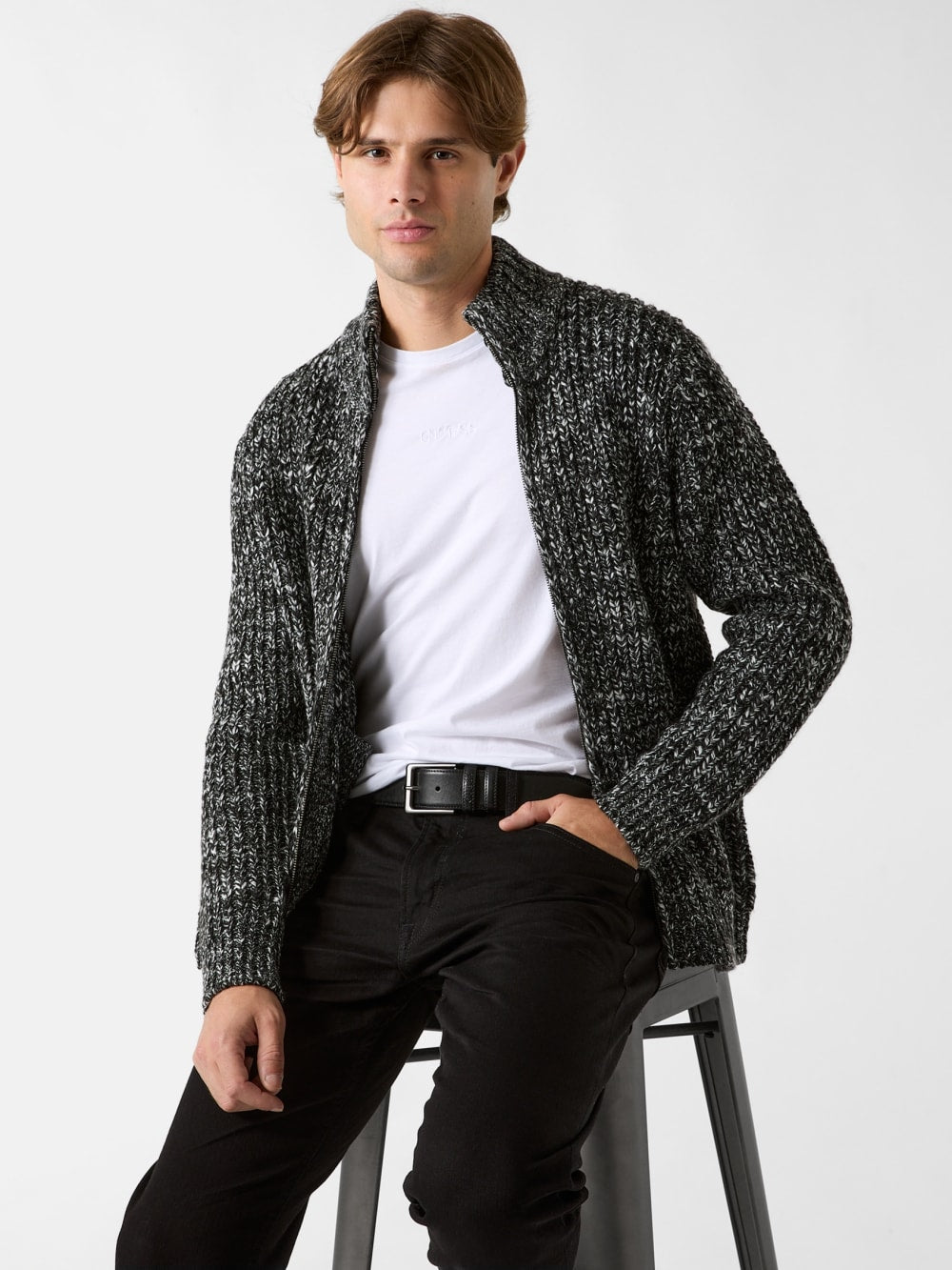 Austin Slub Zip-Up Cardigan - Guess