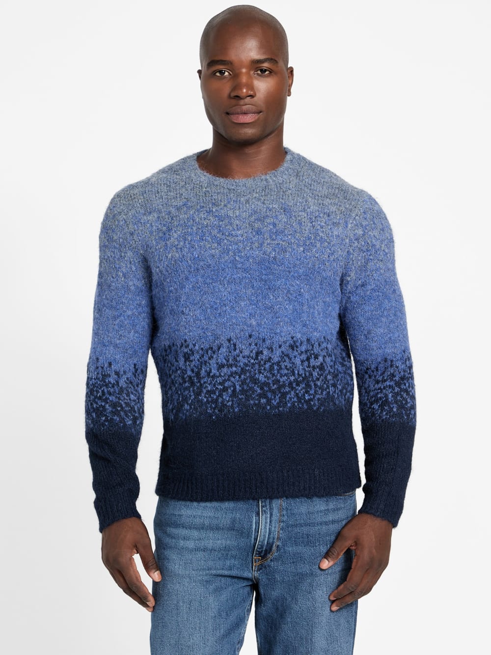 Eco Trey Crewneck Marled Striped Sweater - Guess