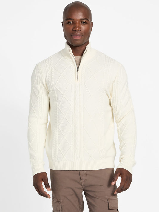 Eco Noel Zip Cable-Knit Sweater - Guess
