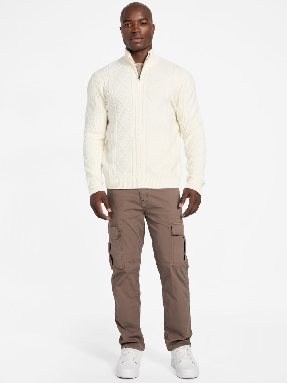 Eco Noel Zip Cable-Knit Sweater - Guess