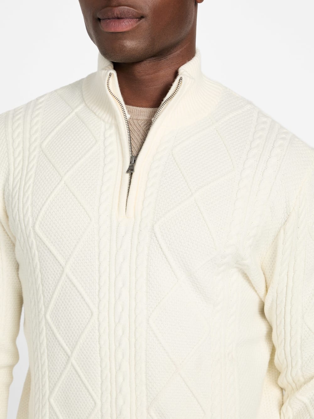 Eco Noel Zip Cable-Knit Sweater - Guess