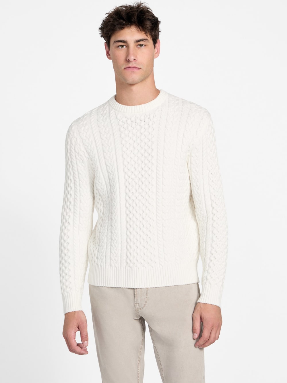 Eco Nathan Mixed Cable-Knit Sweater - Guess