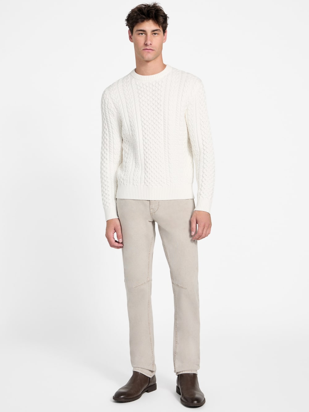 Eco Nathan Mixed Cable-Knit Sweater - Guess