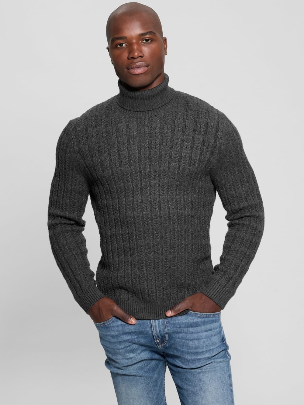 Eco Ezra Turtleneck Cable-Knit Sweater - Guess