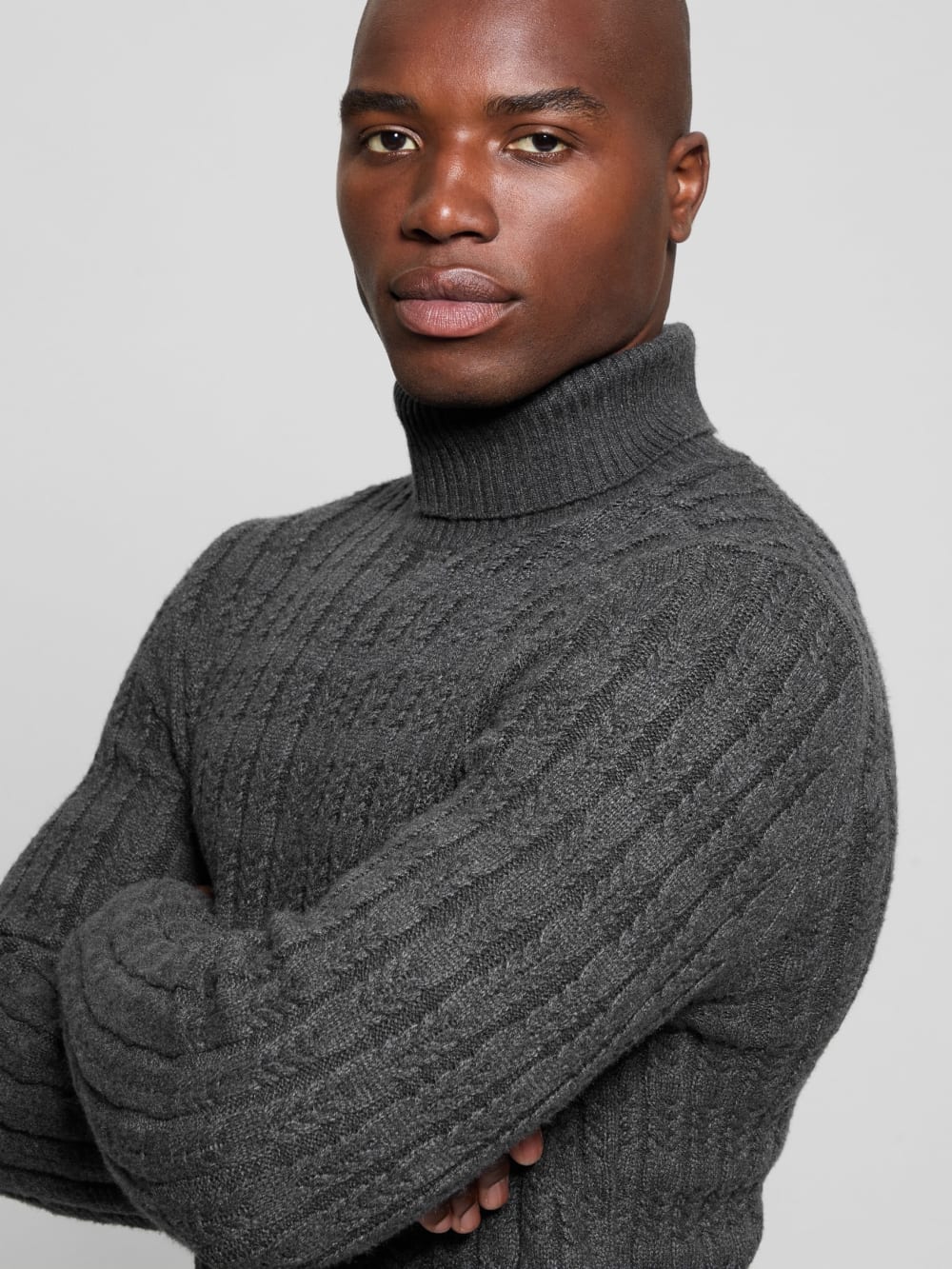 Eco Ezra Turtleneck Cable-Knit Sweater - Guess