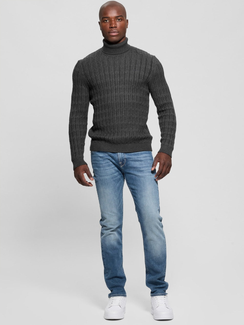 Eco Ezra Turtleneck Cable-Knit Sweater - Guess