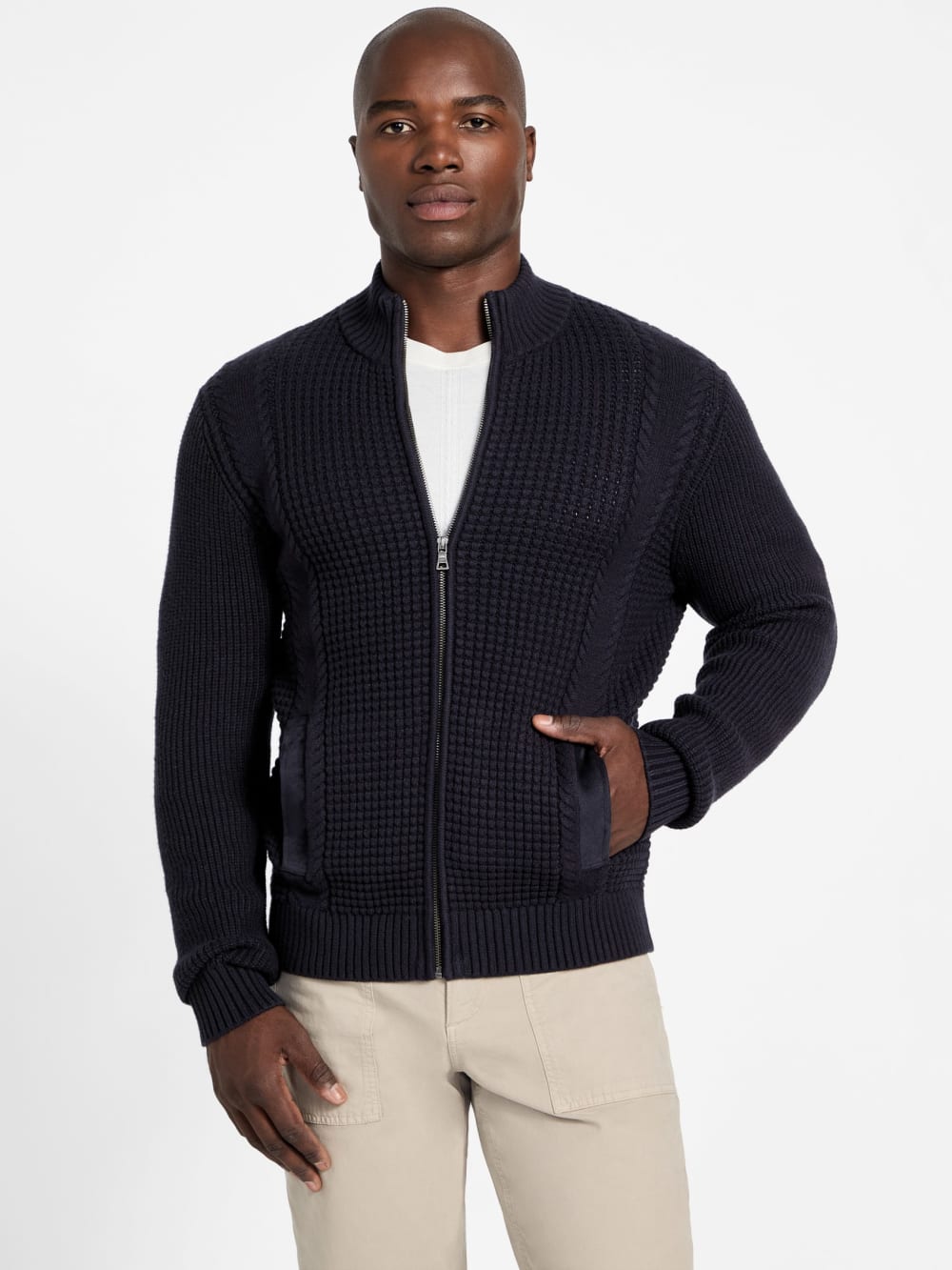 Eco Ryder Waffle-Knit Cardigan - Guess