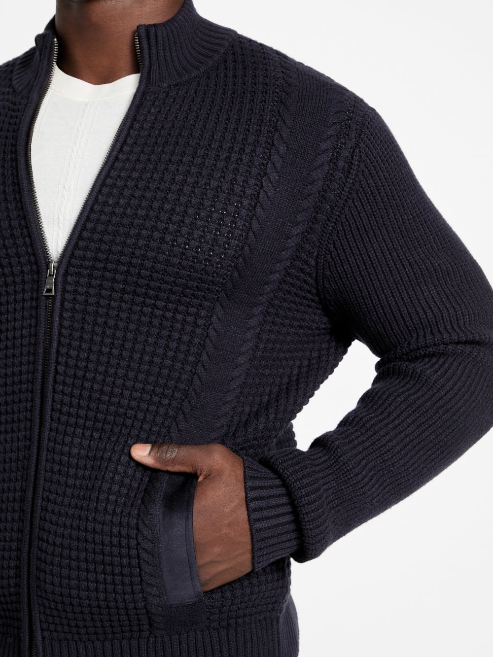 Eco Ryder Waffle-Knit Cardigan - Guess